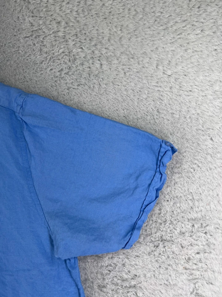 Camisa Cubavera Adulto 2XL XXL Azul Bordado Lino Mezcla Rayón Abotonada Foto 2 de 4