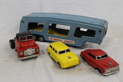 Vintage SSS Tin Toy Car Automobile Carrier Friction Red Vintage SSS Tin Toy Car Automobile Carrier Friction Red