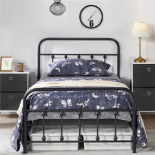 Metal Bed Frame Twin/Full/Queen/King Mattress Foundation Storage High Headboard