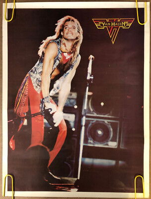 Original Vintage Poster Van Halen David Lee Roth on stage 80s
