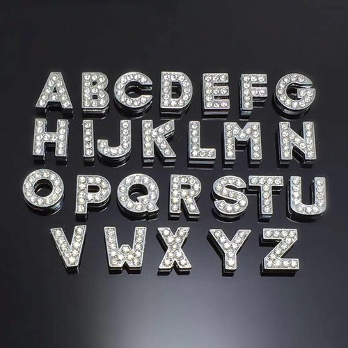 Custom Design Your Own Rhinestone Name Stainless Steel Bracelet, 8mm Slide Charm - Picture 33 of 95