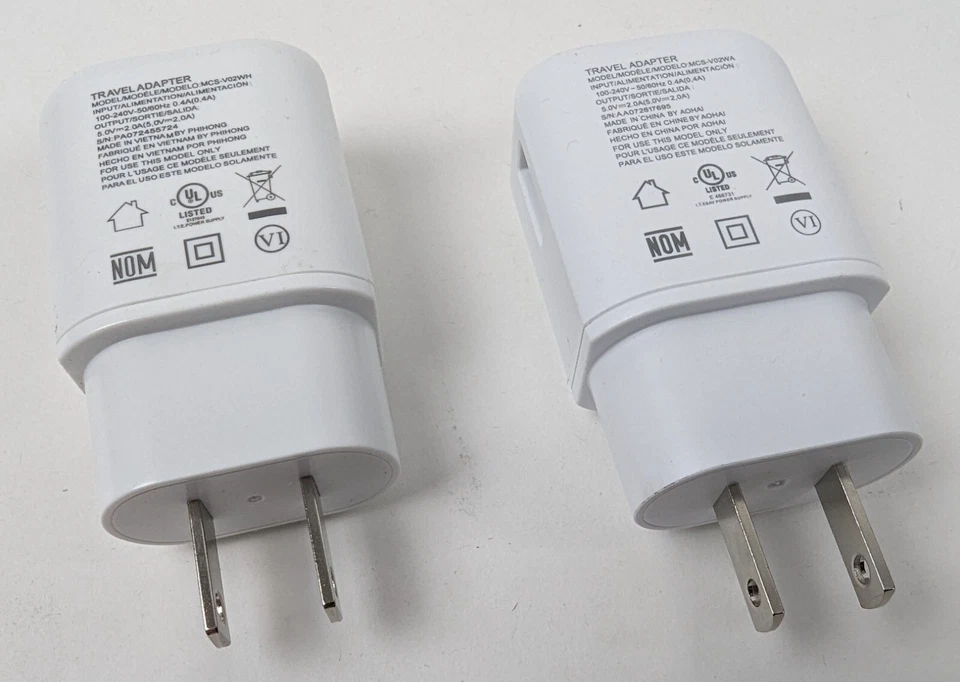 2 LG USB-A 充电器单壁式 1 端口旅行适配器 5V/2A MCS-V02WA/R/H 全新 — 第 2/4 张图片