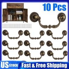 10Pcs Vintage Drop Bail Dresser Drawer Pull Antique Bronze Cabinet Handles Knob