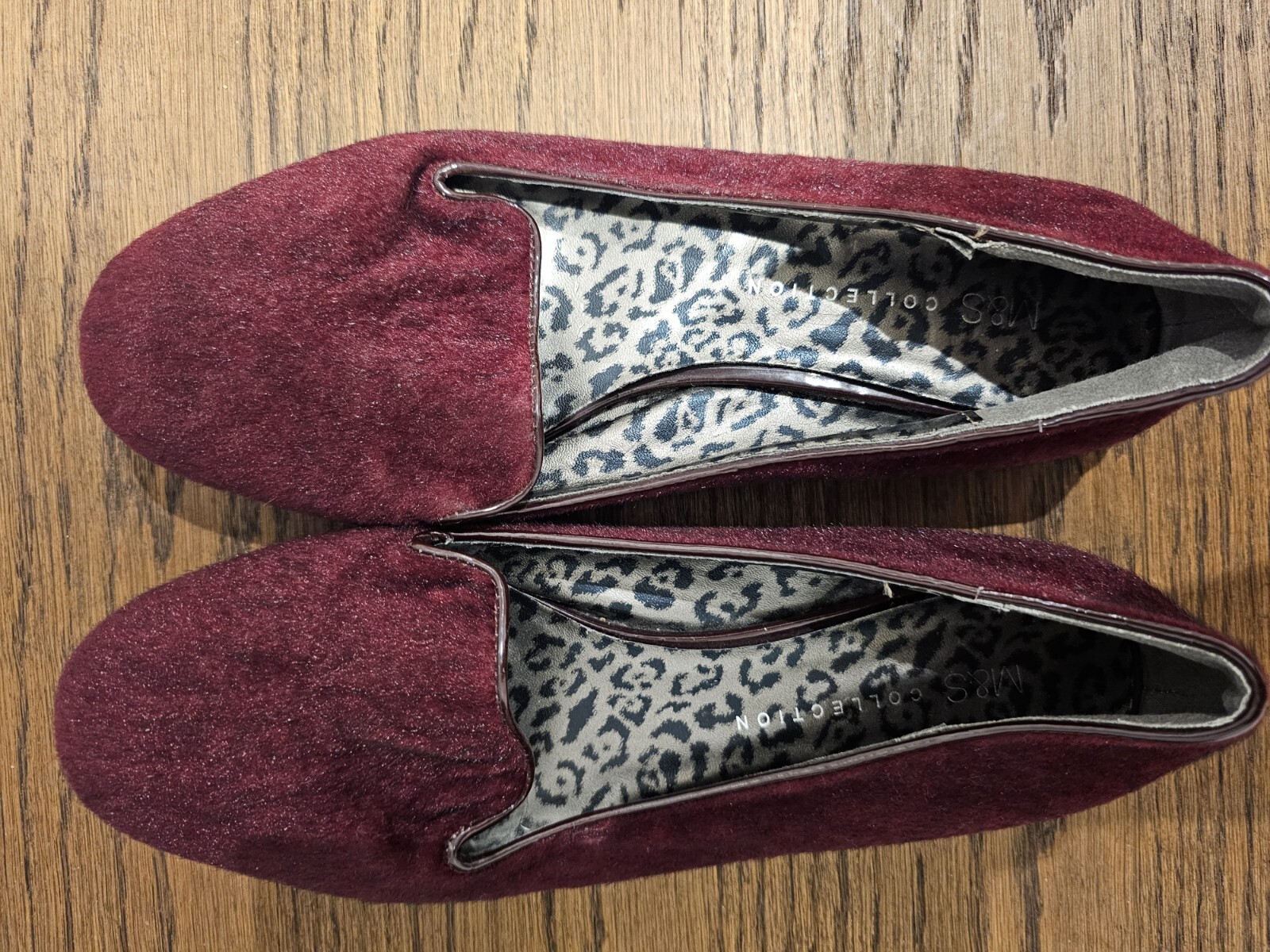 M&S Ladies Burgundy Suede Moccasin Slippers Size 5.5 eBay