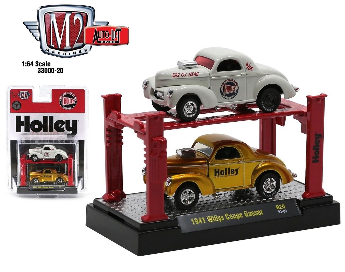 1:64 M2 Machines *AUTO-LIFTS 20* HOLLEY 1941 Willys Coupe Gasser