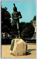 Postcard Statue of Massasoit Plymouth Massachusetts