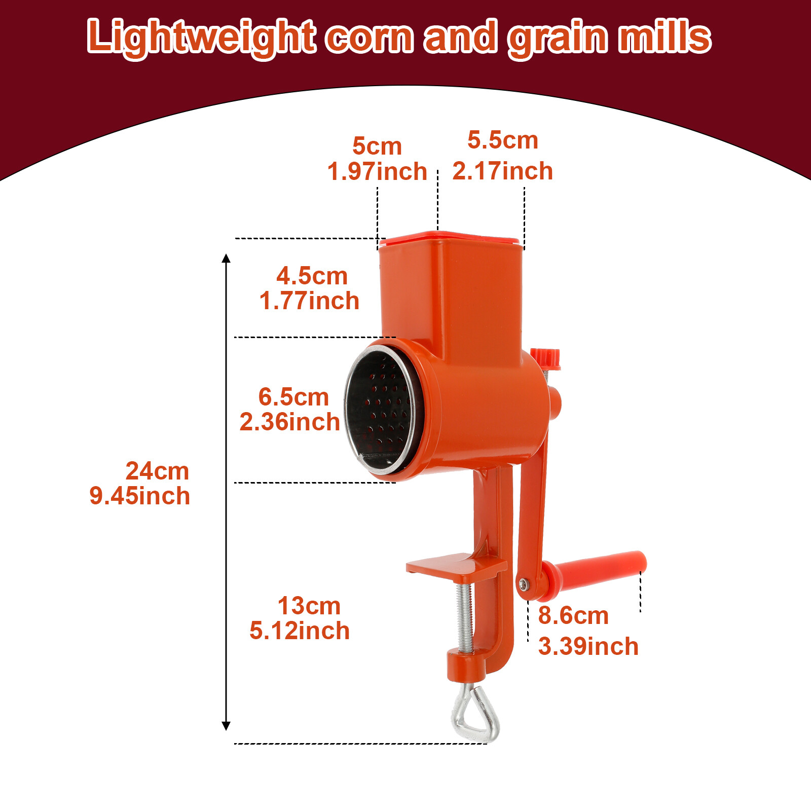 Hand Crank Grain Grinder Rustproof Aluminum Grain Mill Multifunctional