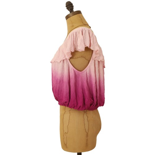 Free People Cora Lee Off Shoulder Top Size S Ruffle Ombre Raspberry NEW B30 - Picture 6 of 6