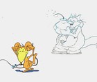 Miscellanous Cat & Mouse Original Hand-Painted Production Animation Cel & Drwg