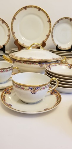 Robert Haviland Limoges Le Tanneur Dinner Set for 6 ROSE Garlands 45 Pcs - Picture 10 of 12