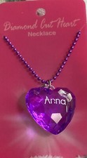 Kid  s  Diamond Heart  Necklace By Swibco. Personalized - Purple ANNA C142-63