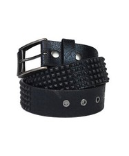Shrink Studded Leather Belt Matt Black - Lowlife