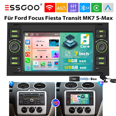Android 14 Autoradio Für Ford Focus Transit MK7 S-Max 6+128G Carplay GPS DAB+ AM