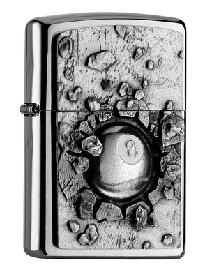 ZIPPO - BENZIN - FEERZEUG - EIGHTBALL EMBLEM - PLAKETTE - CHROM - 2004738