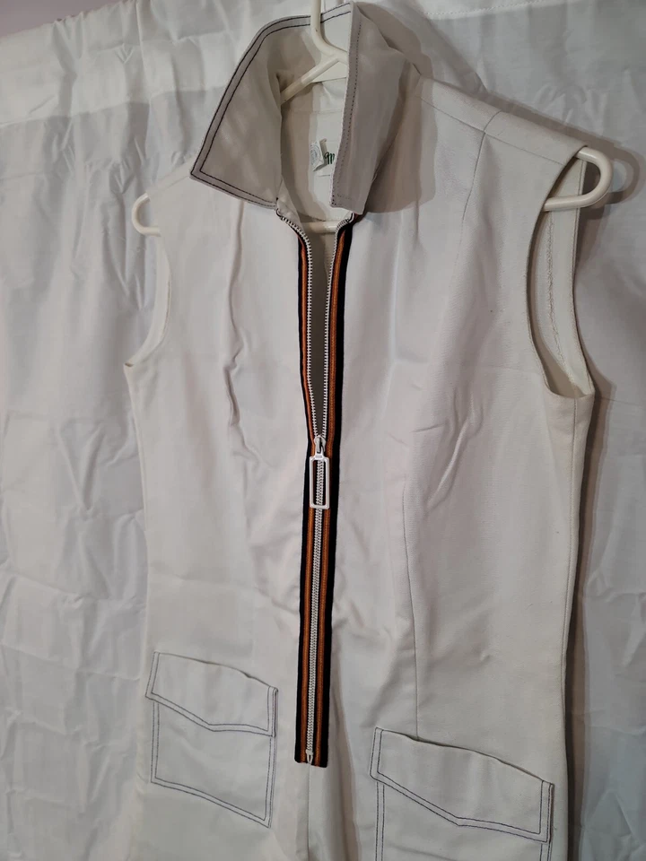 Pantalón Corto Jersey Vintage Blanco Años 60 Cremallera Majestuoso Talla Pequeña (cintura 34") Foto 4 de 4