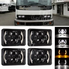 For Isuzu NQR NPR NPR-HD FTR 4x 4x6" LED Headlights DRL Hi-Lo Turn Signal Lamp