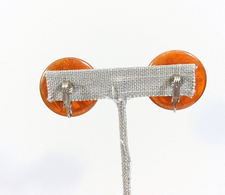 Orange semi-translucent marbled Bakelite Vintage … - image 8