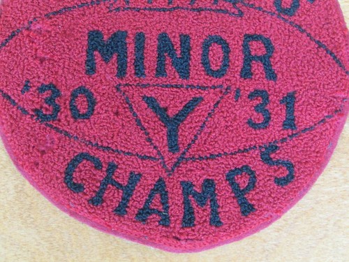 Vintage 1930 Trojans Basketball YMCA Champs Large Chenille Patch 7" Antique 1931 - Picture 3 of 5