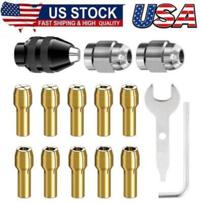 Drill Chuck Collet Set for Dremel,15Pcs Chuck Collet Kit,0.8-3.2mm Shank Replace