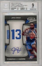James Harden 2009-10 Panini Certified Autograph Jersey Card 16/25 BGS 9