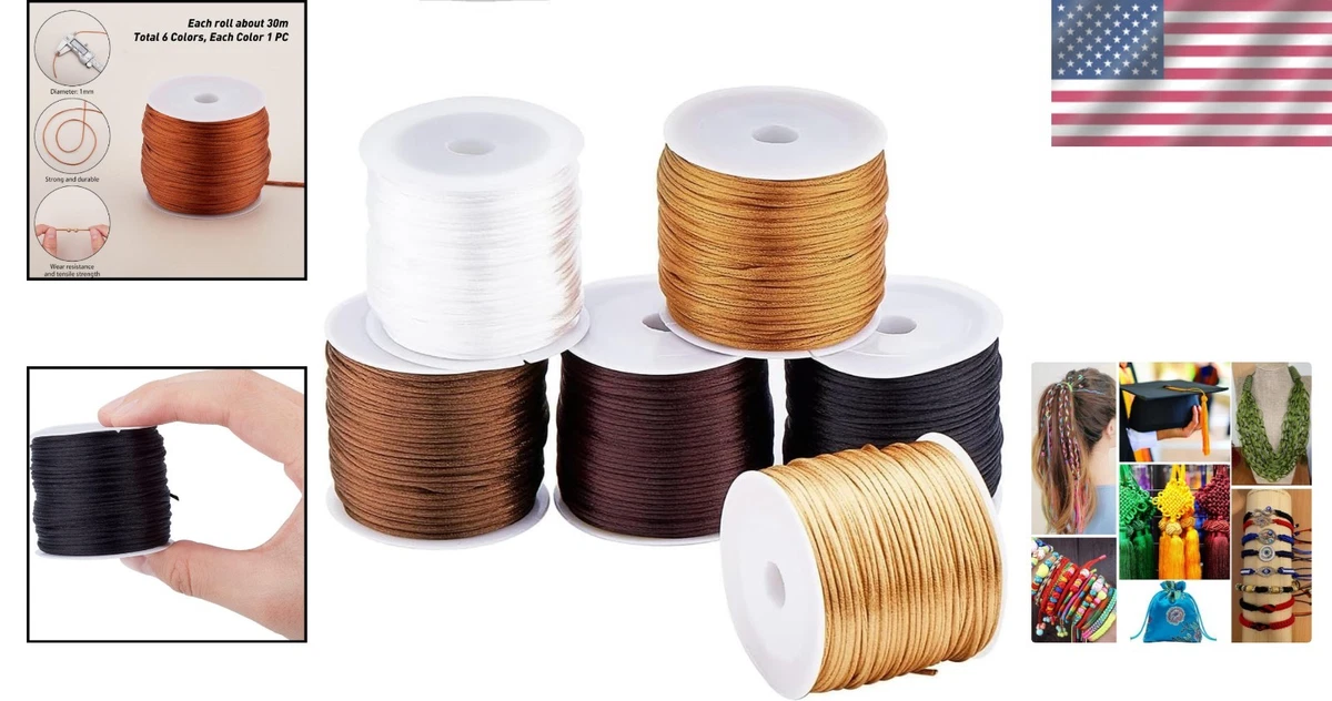 192 Yards Satin Rattail Cord Nylon String Cord Silk Cord Chinese 1mm 6 Colors