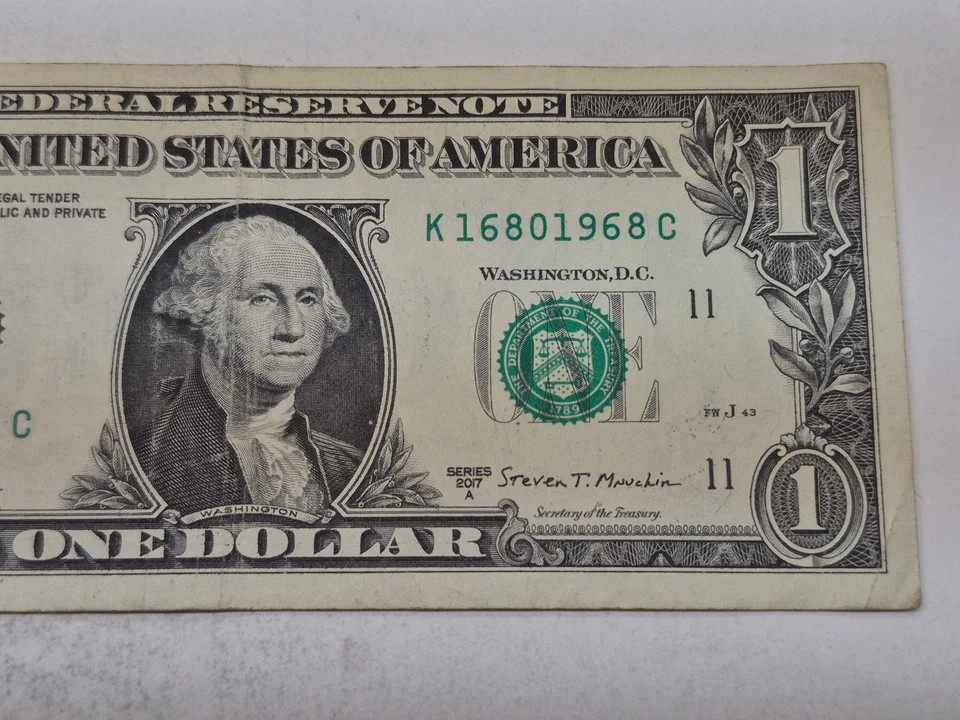 16 AUG 1968, BIRTHDAY NOTE K 16 8 01968 C 1$ One Dollar Bill FANCY SERIAL NUMBER - Image 2 of 4