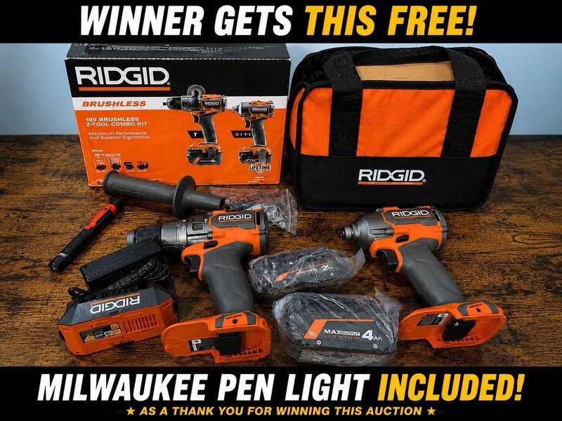RIDGID 18V Brushless Hammer Drill and 3-Speed Impact Driver Kit (R9208)
