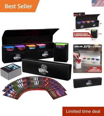 Durable XL Trading Card Deck Box with Water-Resistant Finish & 375 Capacity