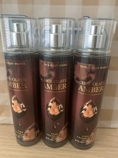 SET OF 3 BATH AND BODY WORKS CHOCOLATE AMBER BODY MIST 8 OZ NEW