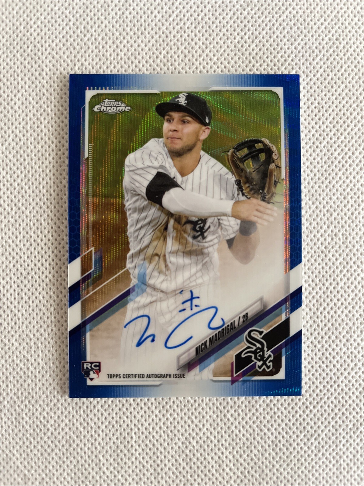 2021 Topps Chrome Nick Madrigal RC #RA-NM Blue Wave Refractor Auto /150
