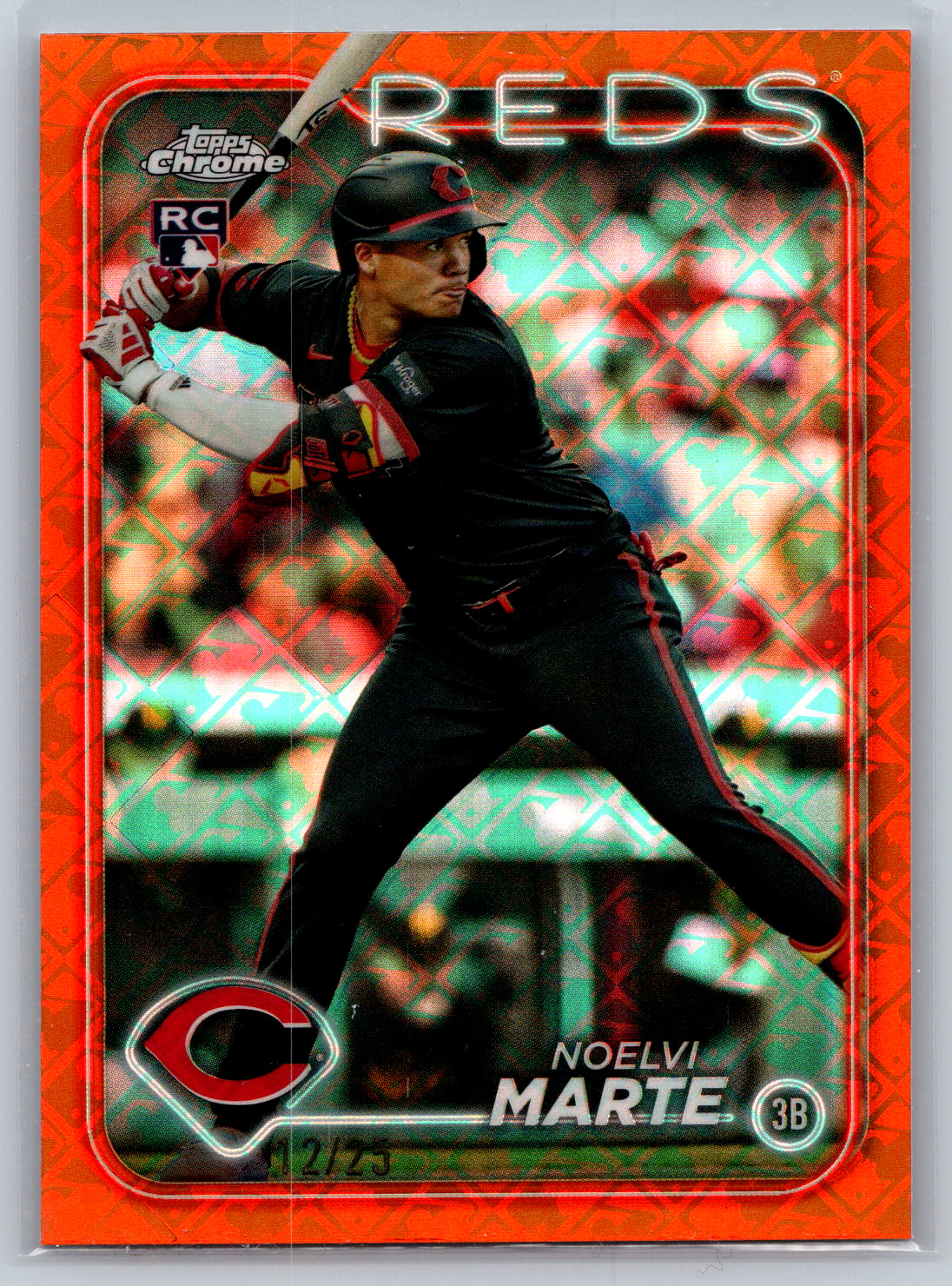2024 Topps Chrome  Noelvi Marte #177 Orange Refractor /25 (RC)