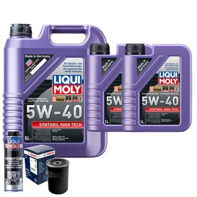 Motoröl 5W40 LIQUI MOLY Synthoil High Tech 7L+BOSCH Ölfilter +Spülung