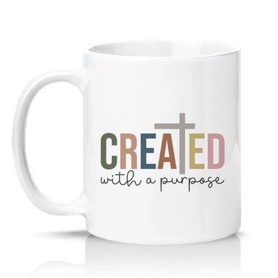 Created With A Purpose Unisex 11 Unzen Keramiktasse Glaube Inspirierend Christlich...