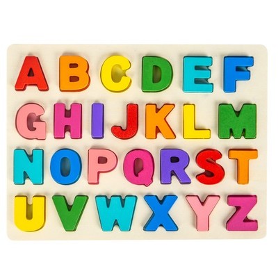 Wooden Alphabet Puzzle for Toddlers Ages 3-5, ABC Learning Toy with Board