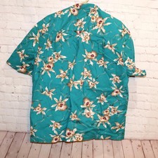 Men's Hawaiian Shirt Paradise Found USA Flowers NO TAG LG 24" Pit2Pit  117
