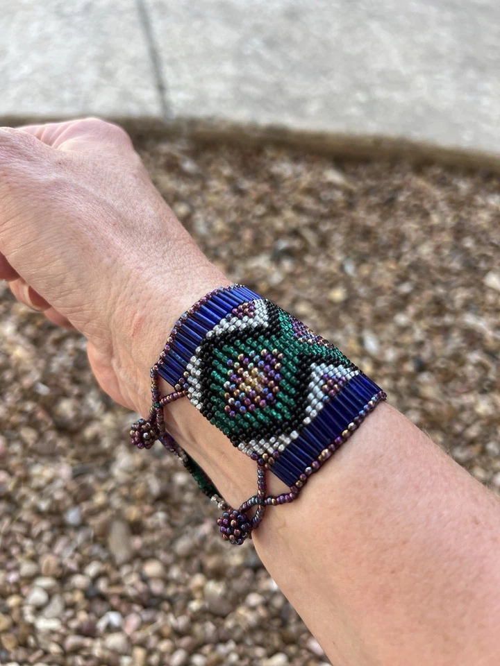 Pulsera hecha a mano con cuentas azteca del suroeste festival boho joyería artesanal Foto 4 de 4