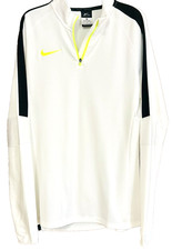Nike Mens M 1/4 Zip Long Sleeve White Fluorescent Yellow Swoosh Logo Pullover