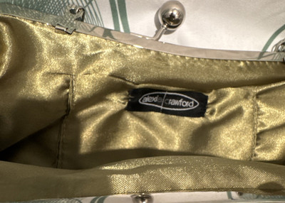 Alexia Crawford Gold Floral Ruched Clutch Kiss Lock w/ Chain Strap Lined