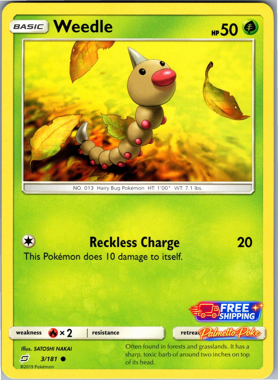 Weedle (3) 3/181 Common Sun & Moon - Team Up Pokemon NM/LP