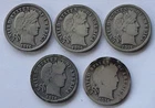 Lot of 5 (5) 1916 Barber Dimes 90% Silver
