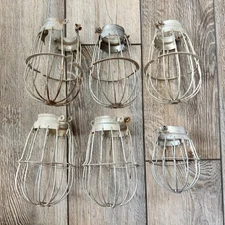 Vintage Industrial Metal Lightbulb Cages Steampunk Lot of 6