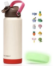 Pluseight 750ml/24oz Water Bottle with Straw Lid, Stainless Steel Water Bottle