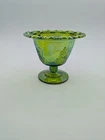 Vintage Indiana Green Iridescent Carnival Glass Harvest Grape Candy Dish No Lid