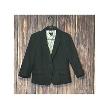 Ann Taylor Blazer Womens Size 6 Black Polka Dot Lined Single Button Jacket