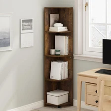 Basic Book Shelf, 4-Tier Bookshelf, Bookcase with Corner Shelf, 12 X 12 X 57.1, 