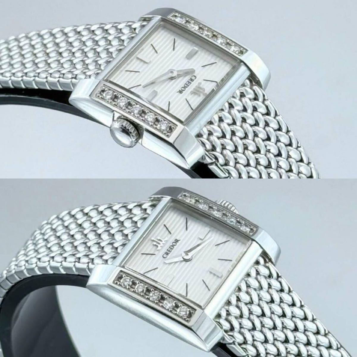 SEIKO Credor 1E70-0BY0 Diamond Bezel Women's Working image 6