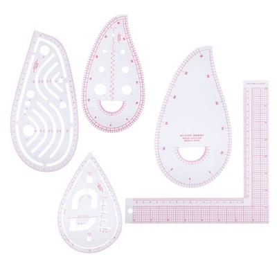 5x Curve Ruler Set MultiFunction Builtin Scale LShaped Clothing Designed Mea SET