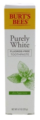 Burt's Bees, Toothpaste Fluoride Free Purely White Zen oz, Peppermint, 4.7 Oz