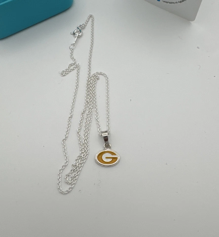 Ожерелье с маленькой подвеской из серебра 925 пробы Dayna Designs Green Bay Packers желтое - Изображение 2 из 4