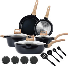 16Pcs Titanium Pots and Pans Set,Toxic-Free Cookware Set, Dishwasher & Oven Safe